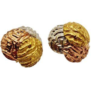 Vintage Signed Miriam Haskell Tri Color Screw Back Earrings (A676-B)